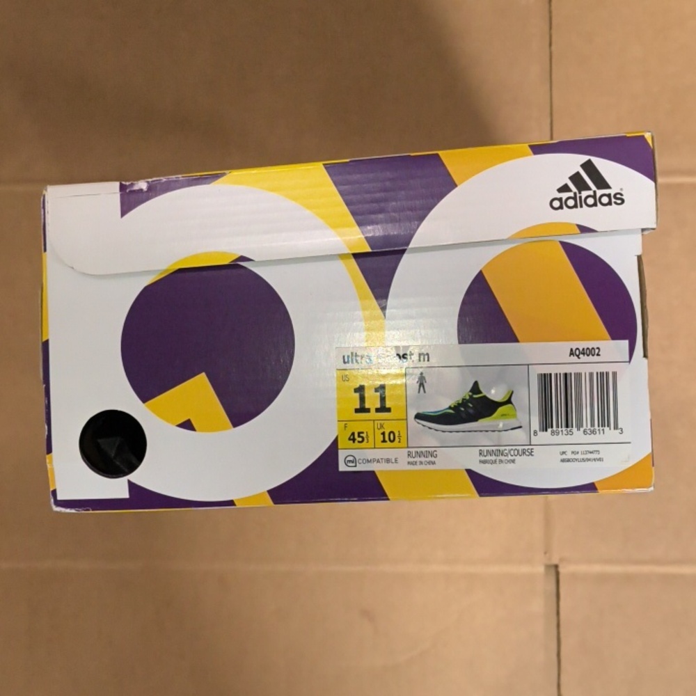 VNDS Men's Adidas Ultra Boost 2.0 Solar Slime US Size 11 (AQ4002)